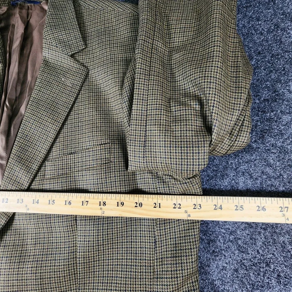Brooks‎ Brothers 346 Blazer Men 46L Brown Black Houndstooth 100% Wool Sport Coat